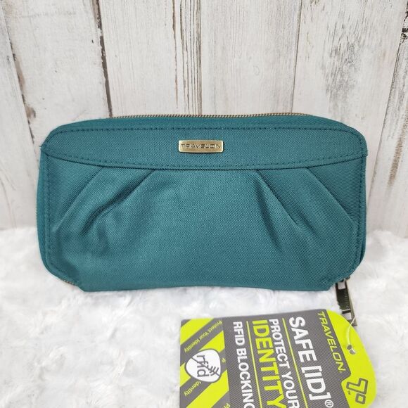Travelon Safe ID RFID Blocking Wallet Teal - Picture 1 of 8